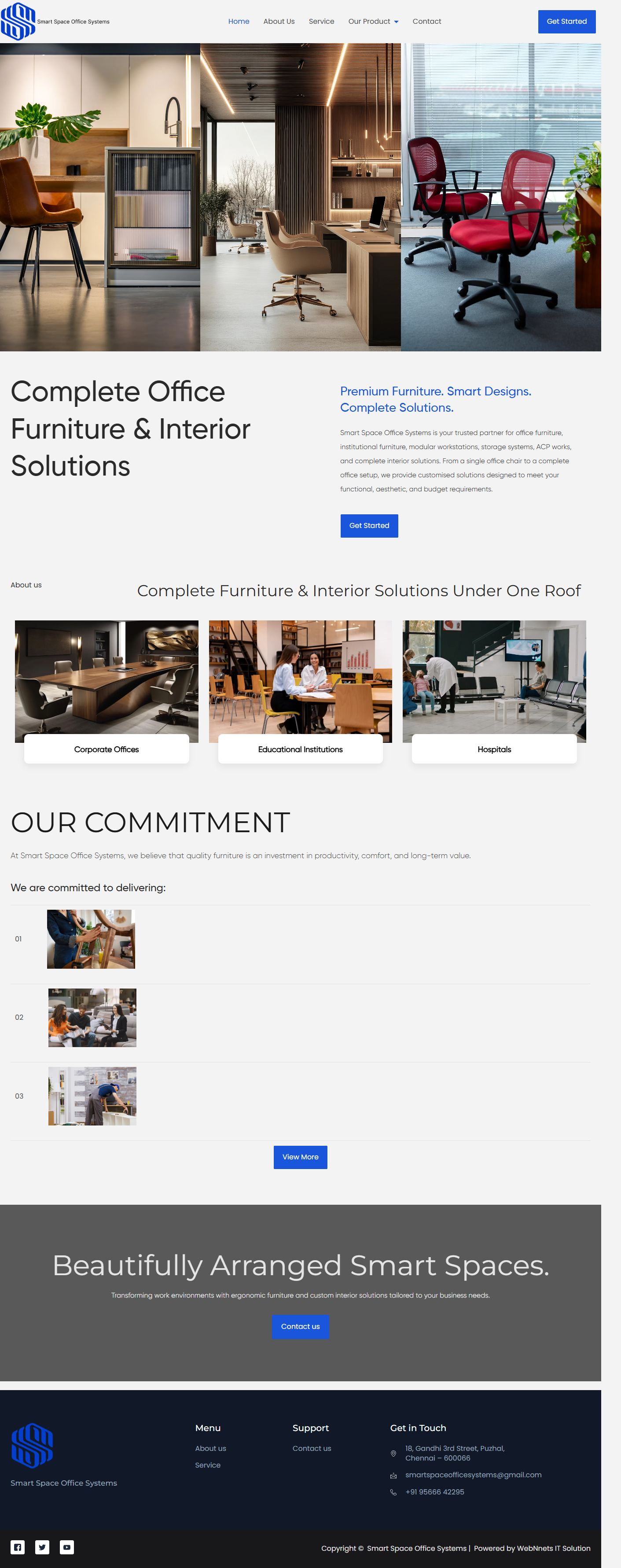 Smart Space Office Systems Live Website Homepage Preview